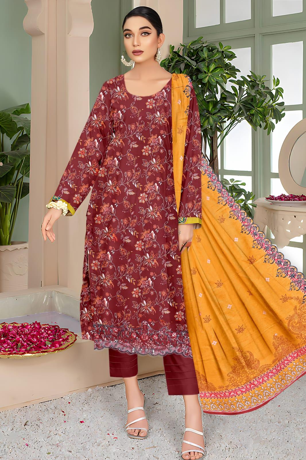 Seraphic Neno Kari Lawn with Katwork Dupatta – Design 4