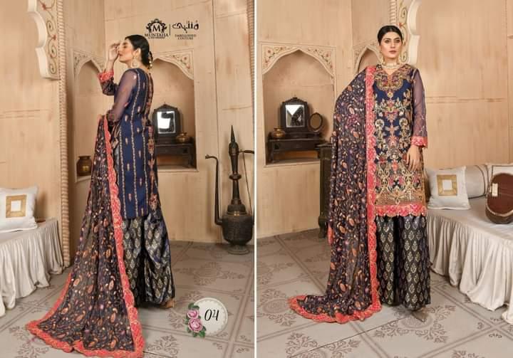 Senoritta Stitched Dual Tone Organza Blue