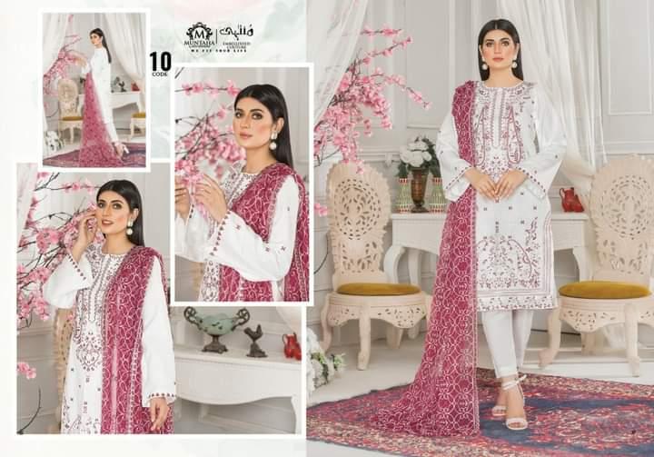 Momina's Stitched Cotton Jacquard white