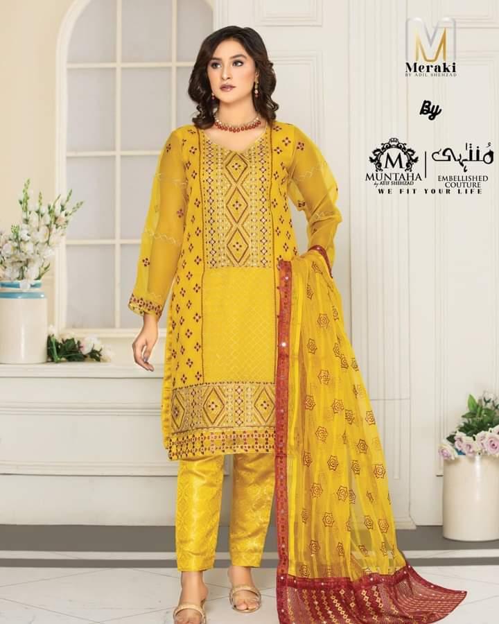 Rosalie Stitched Organza Yellow