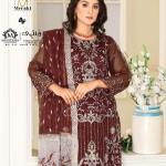 Rosalie Stitched Organza Mehroon