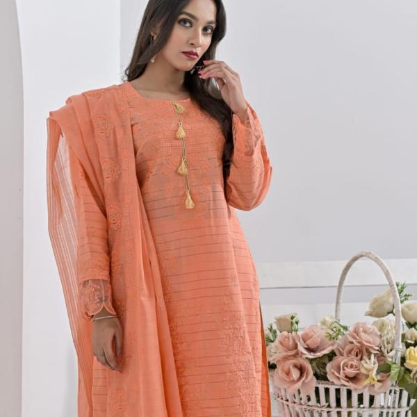 Peach Cotton Suit Haseen Ehsas