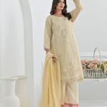 Half White Cotton Suit Haseen Ehsas