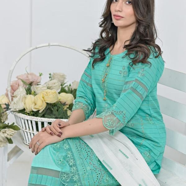 Ferozi Cotton Suit Haseen Ehsas